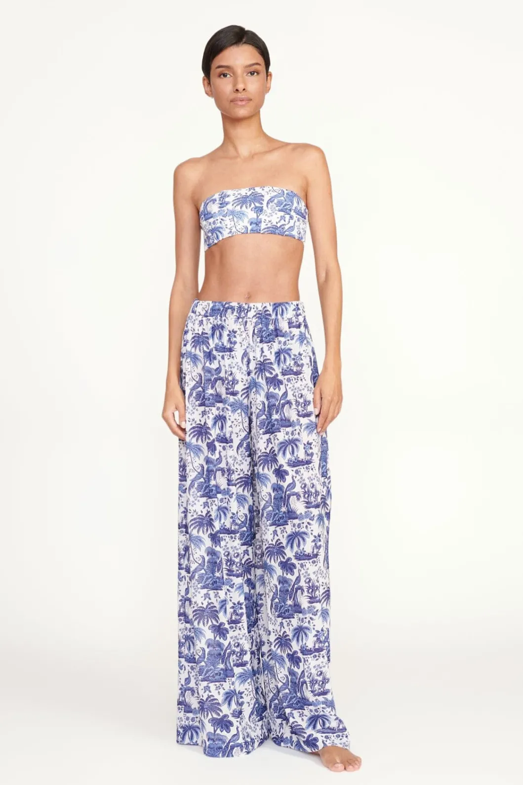 STAUD MARZA PANT BLUE TOILE< Swim | Cover-ups