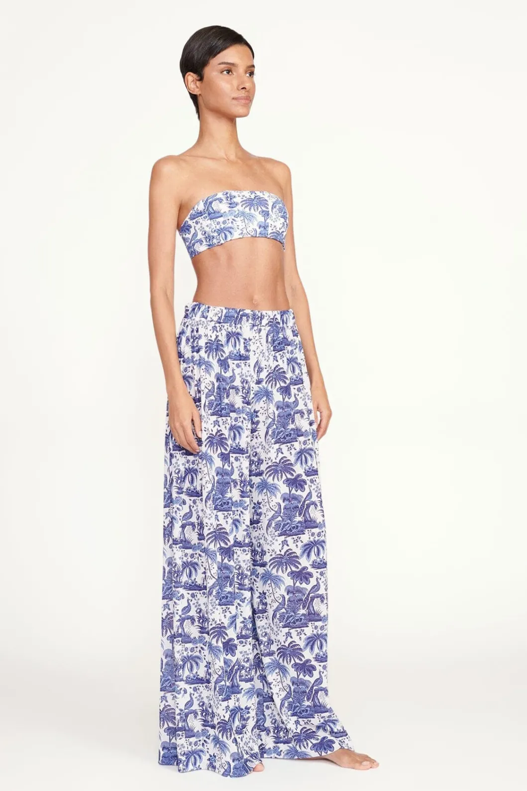 STAUD MARZA PANT BLUE TOILE< Swim | Cover-ups