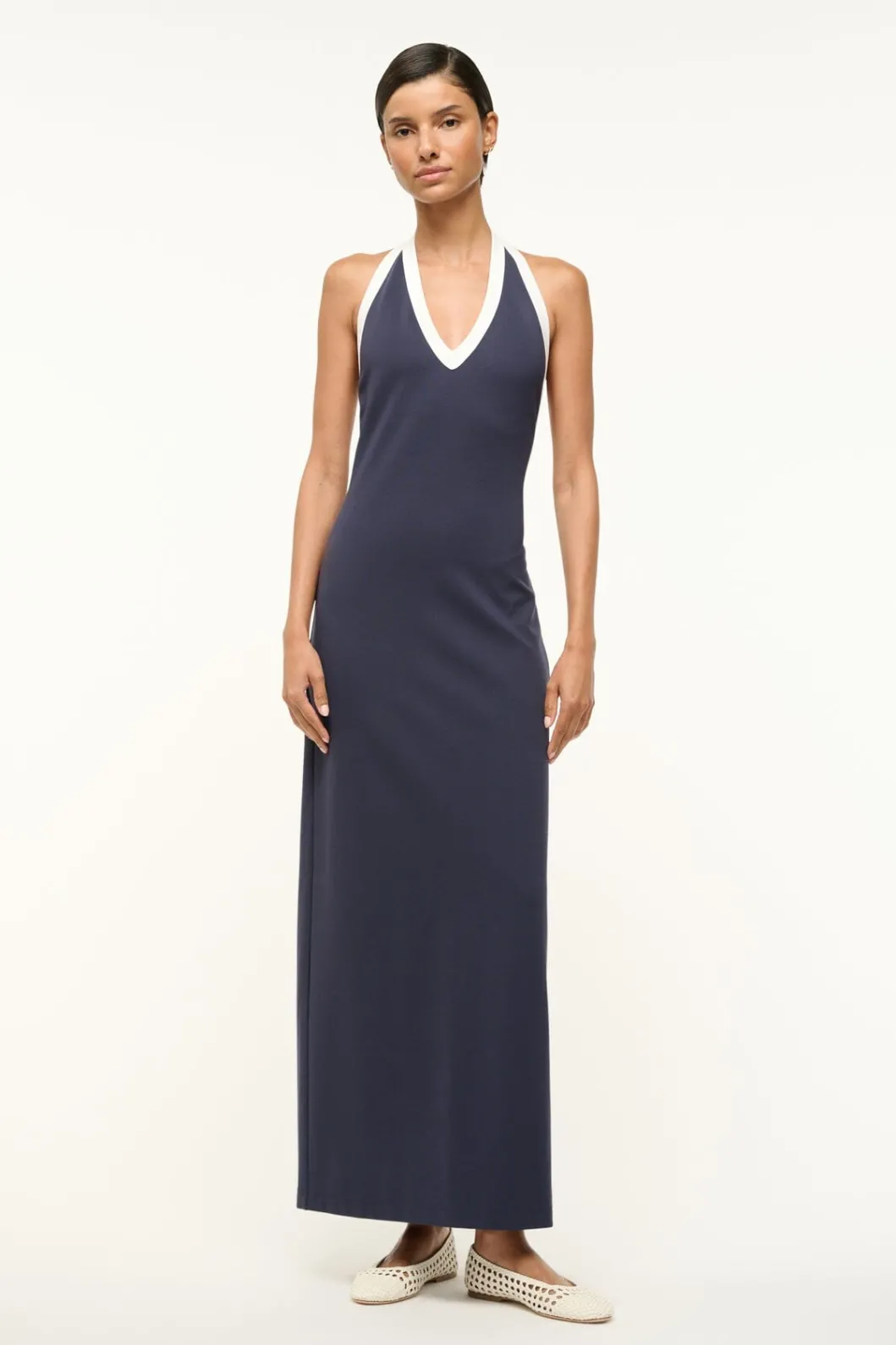 STAUD NAOMI DRESS NAVY WHITE< Maxi Dresses | Dresses