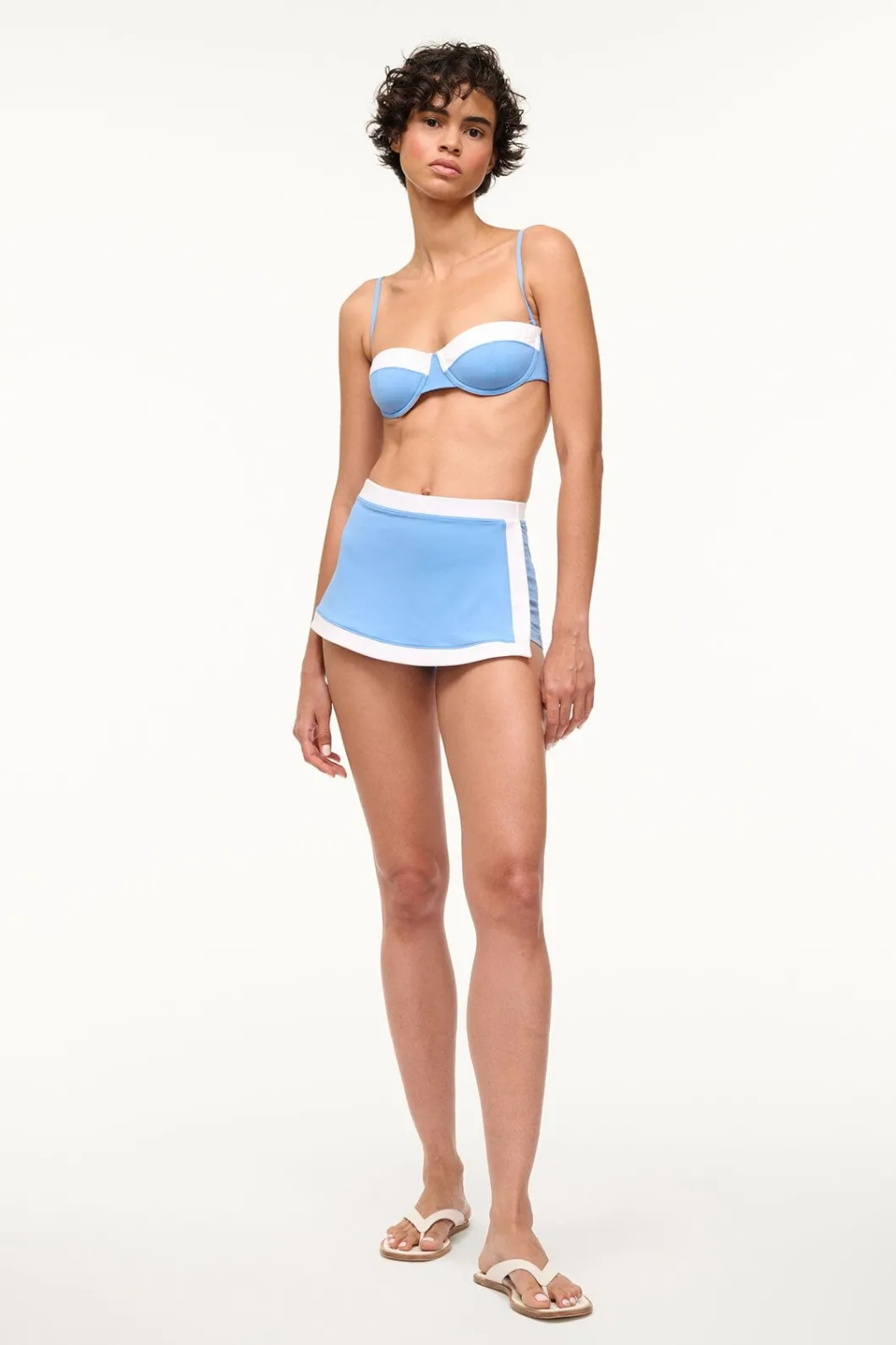 STAUD NELL SWIM SKIRT AZURE WHITE< Swim