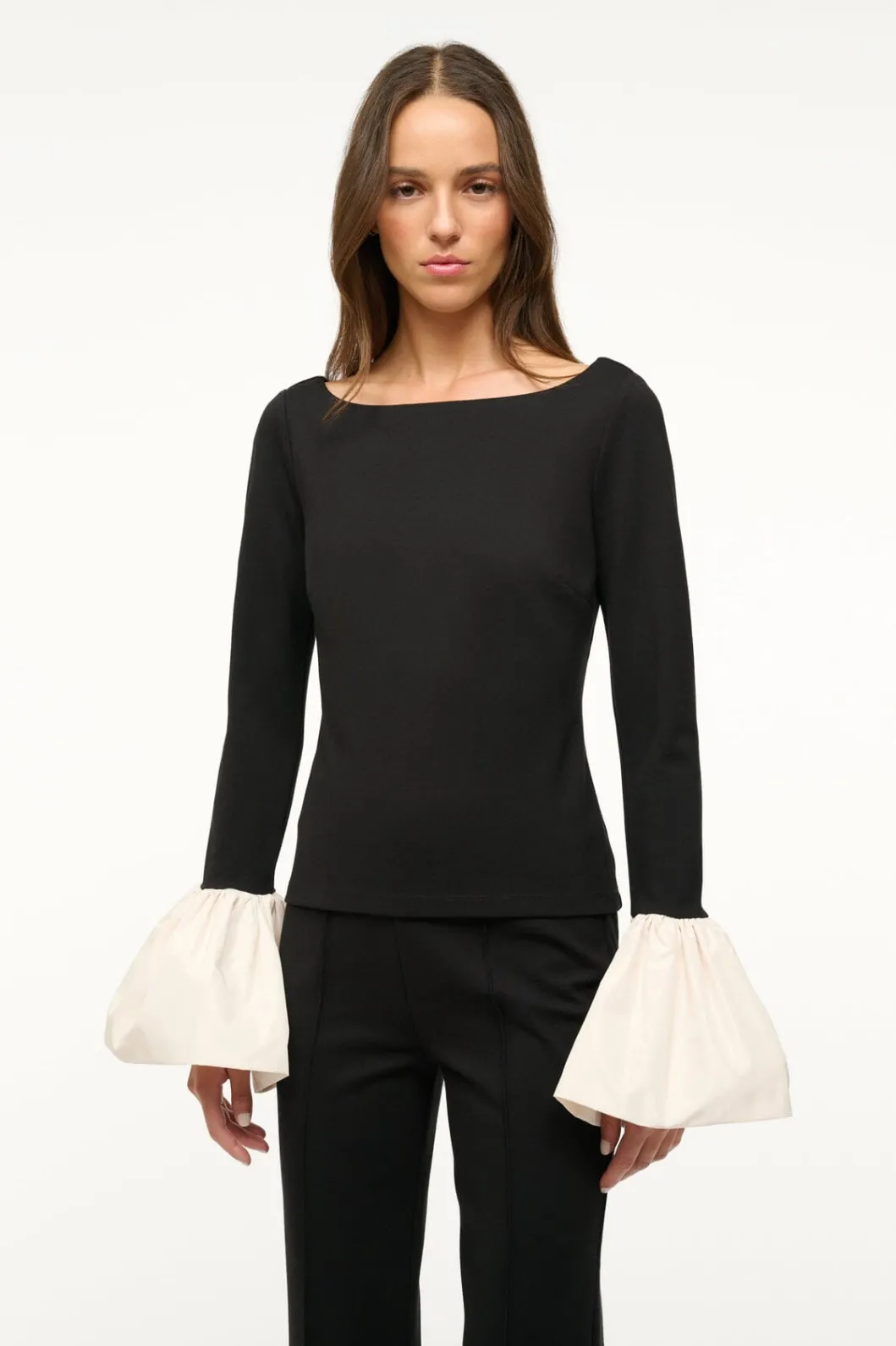 STAUD PAIGE TOP BLACK IVORY< Tops