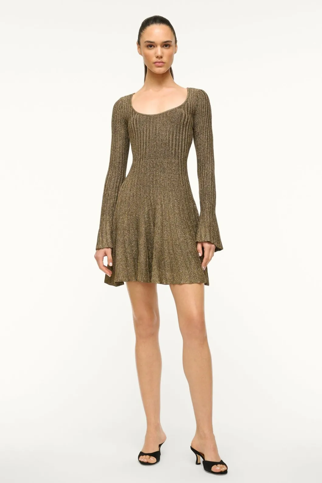 STAUD RAQUEL DRESS METALLIC GOLD< Knit Dresses | Mini Dresses