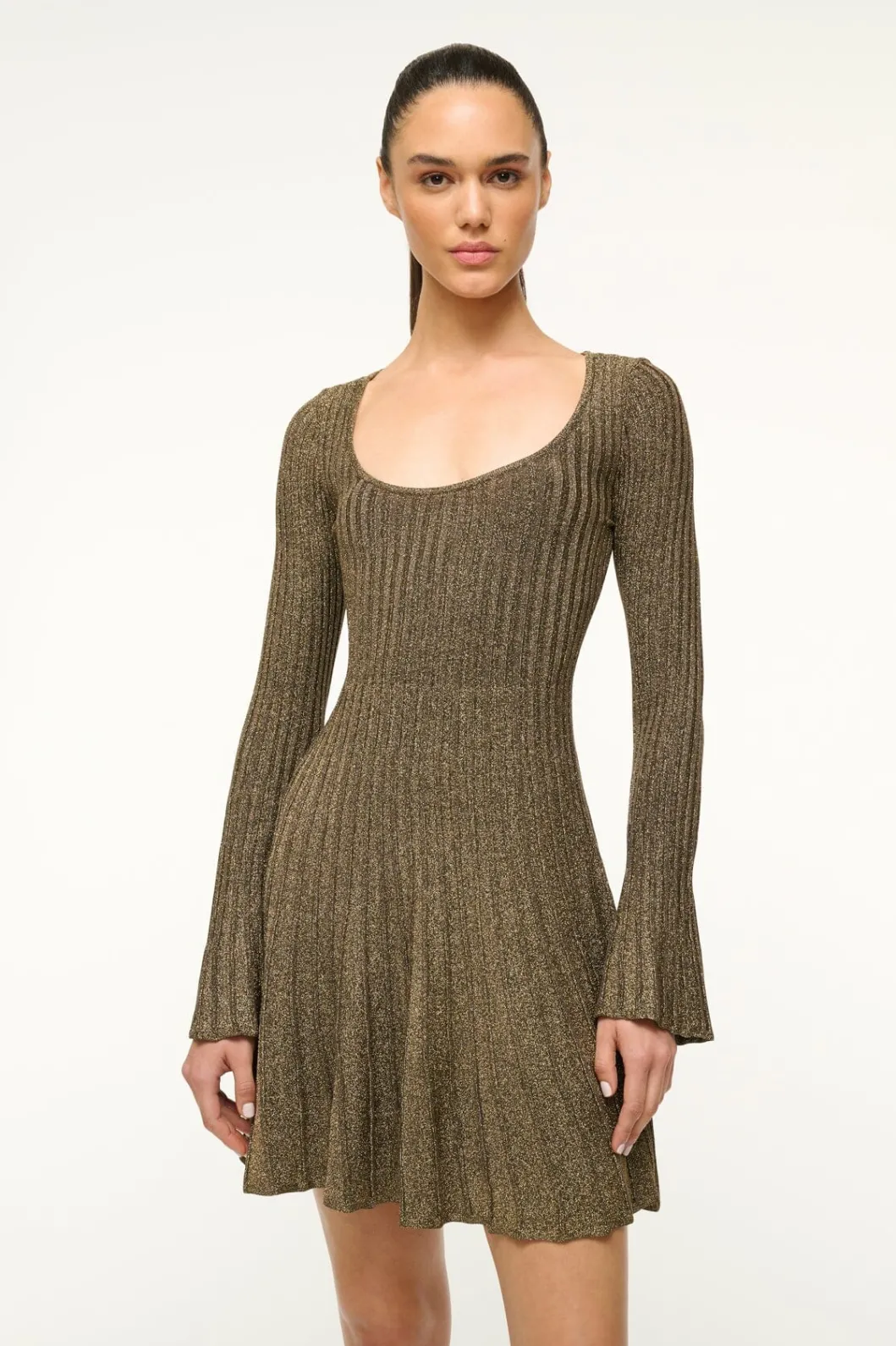 STAUD RAQUEL DRESS METALLIC GOLD< Knit Dresses | Mini Dresses