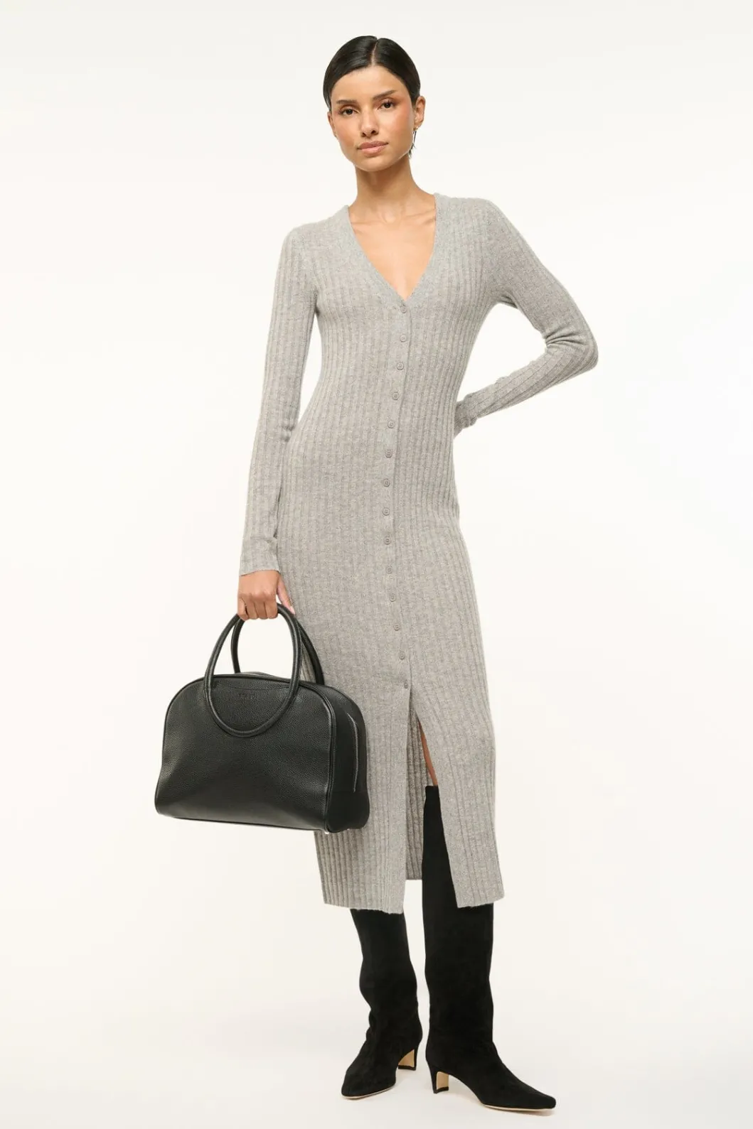 STAUD SHOKO CASHMERE SWEATER HEATHER GREY< Dresses | Knit Dresses