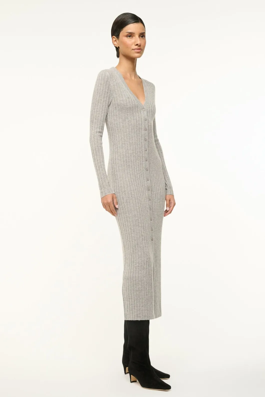 STAUD SHOKO CASHMERE SWEATER HEATHER GREY< Dresses | Knit Dresses