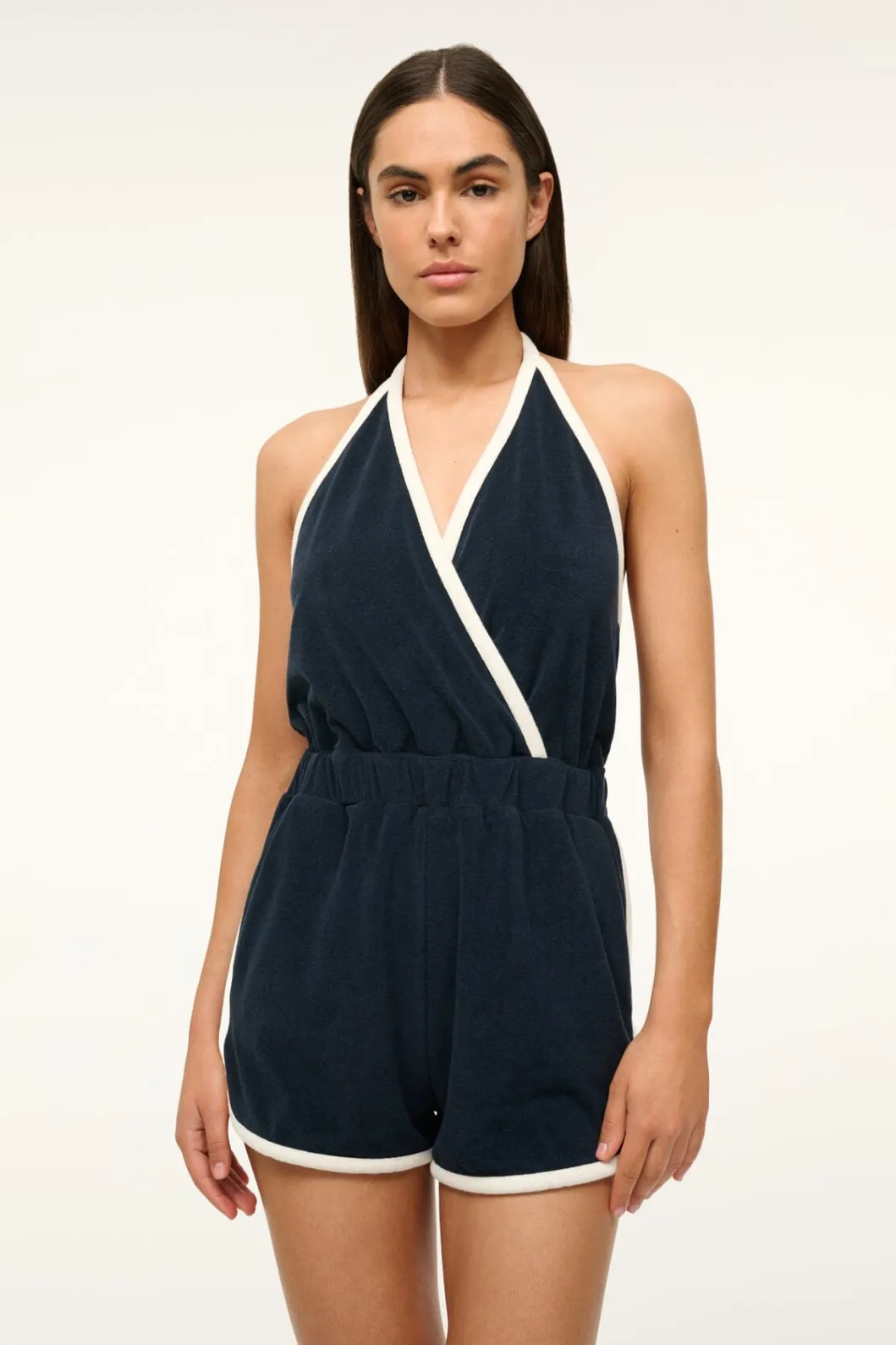 STAUD SINES ROMPER NAVY WHITE< Swim | Cover-ups