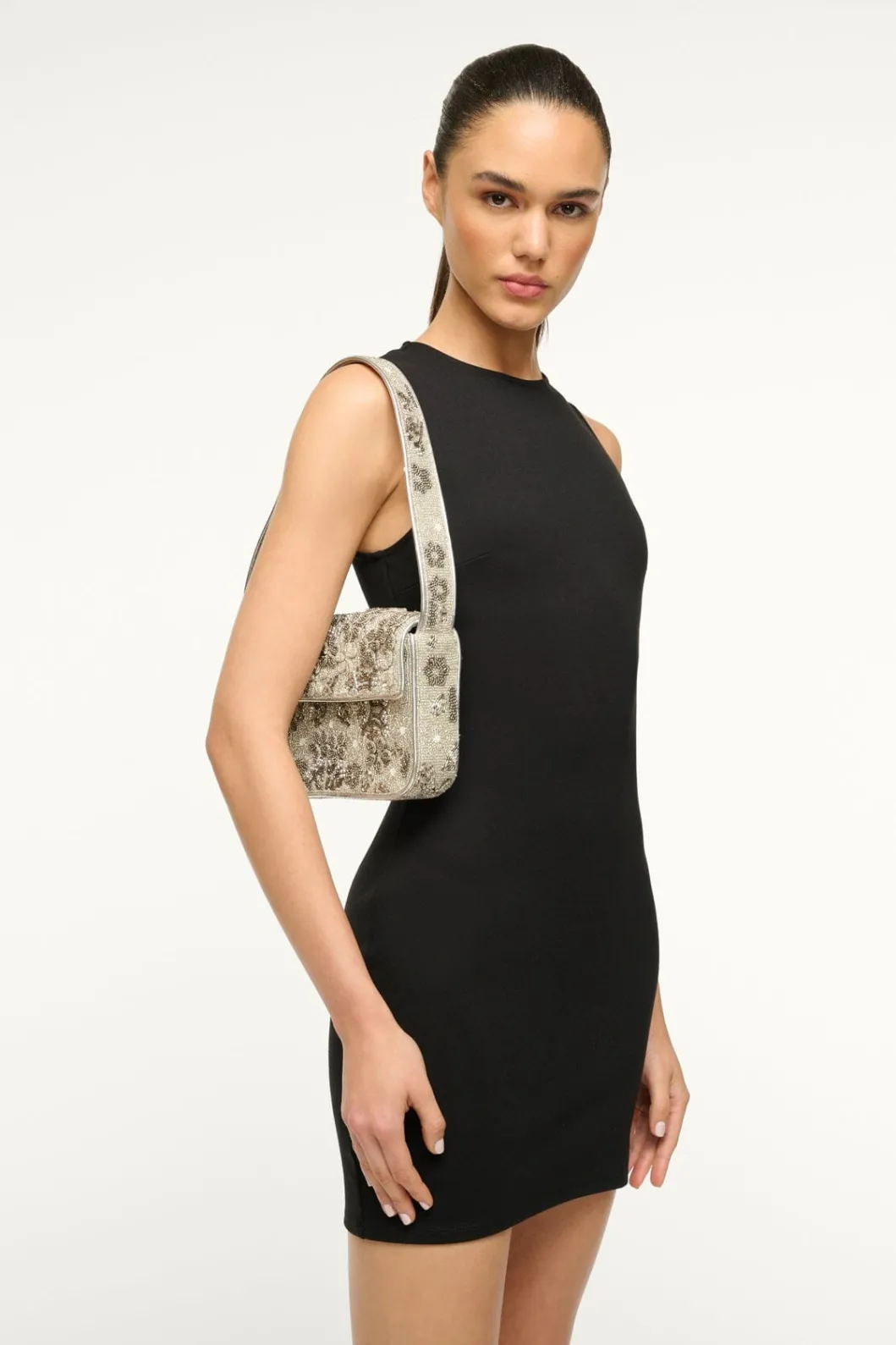 STAUD TOMMY BEADED BAG SILVER GARDEN PARTY< The Evening Edit | Shoulder