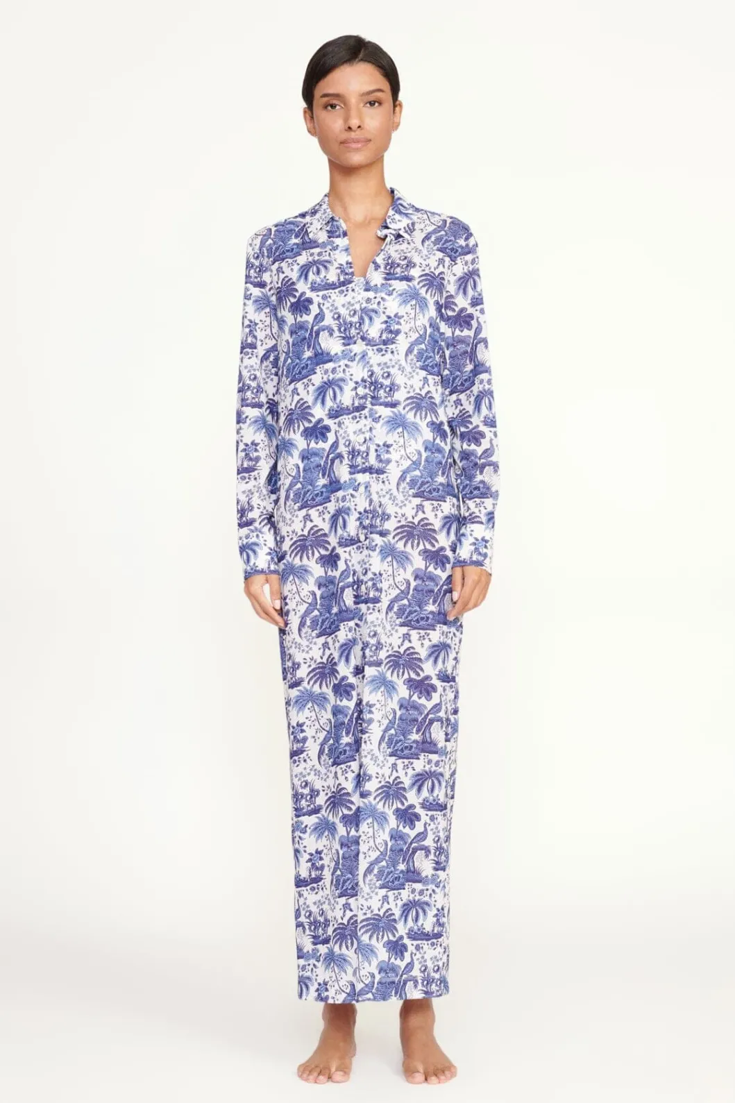 STAUD VITA DRESS BLUE TOILE< Swim | Cover-ups