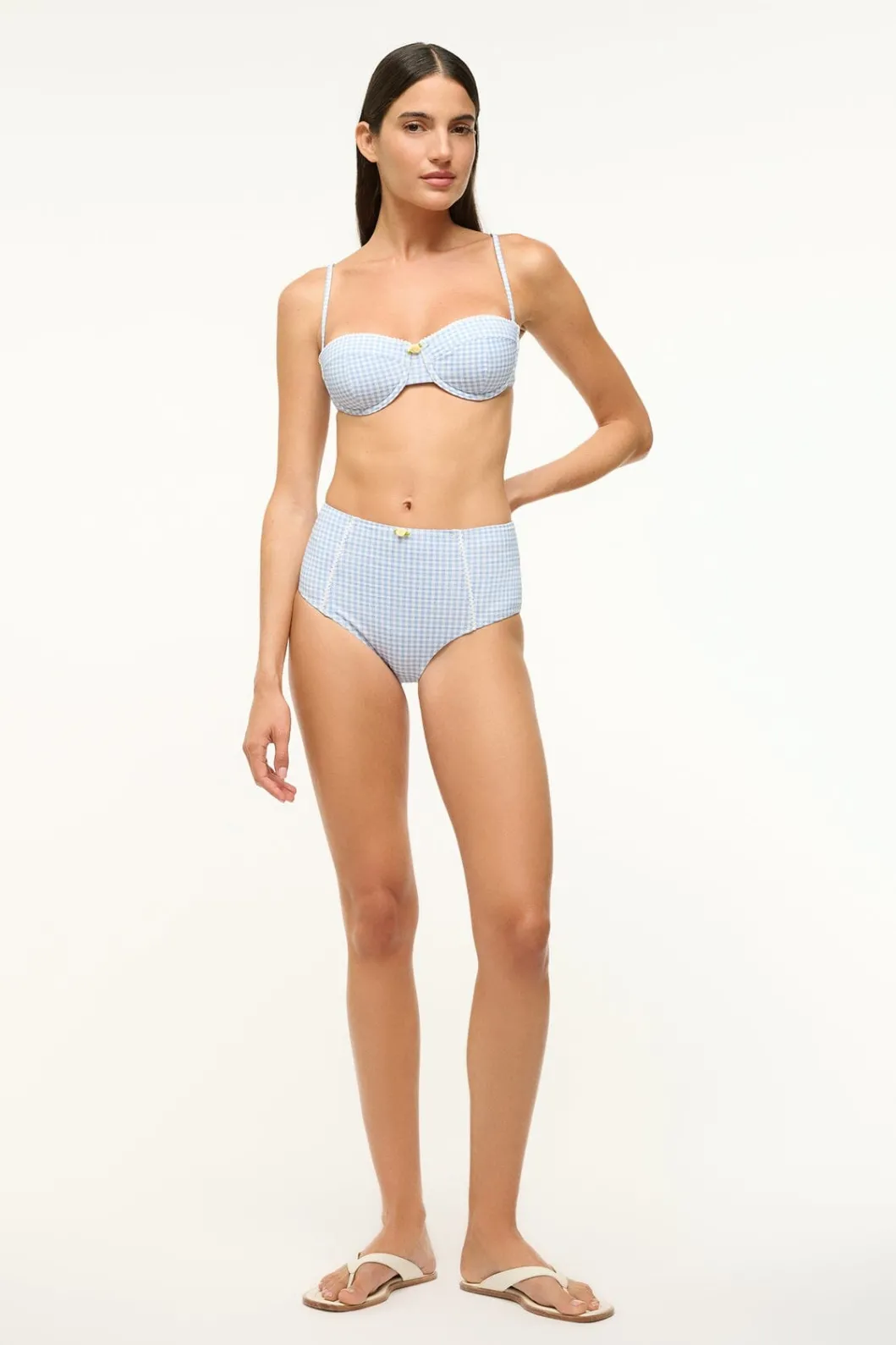 STAUD WAILEA BIKINI BOTTOM SKY MICRO CHECK< Swim | Bikinis