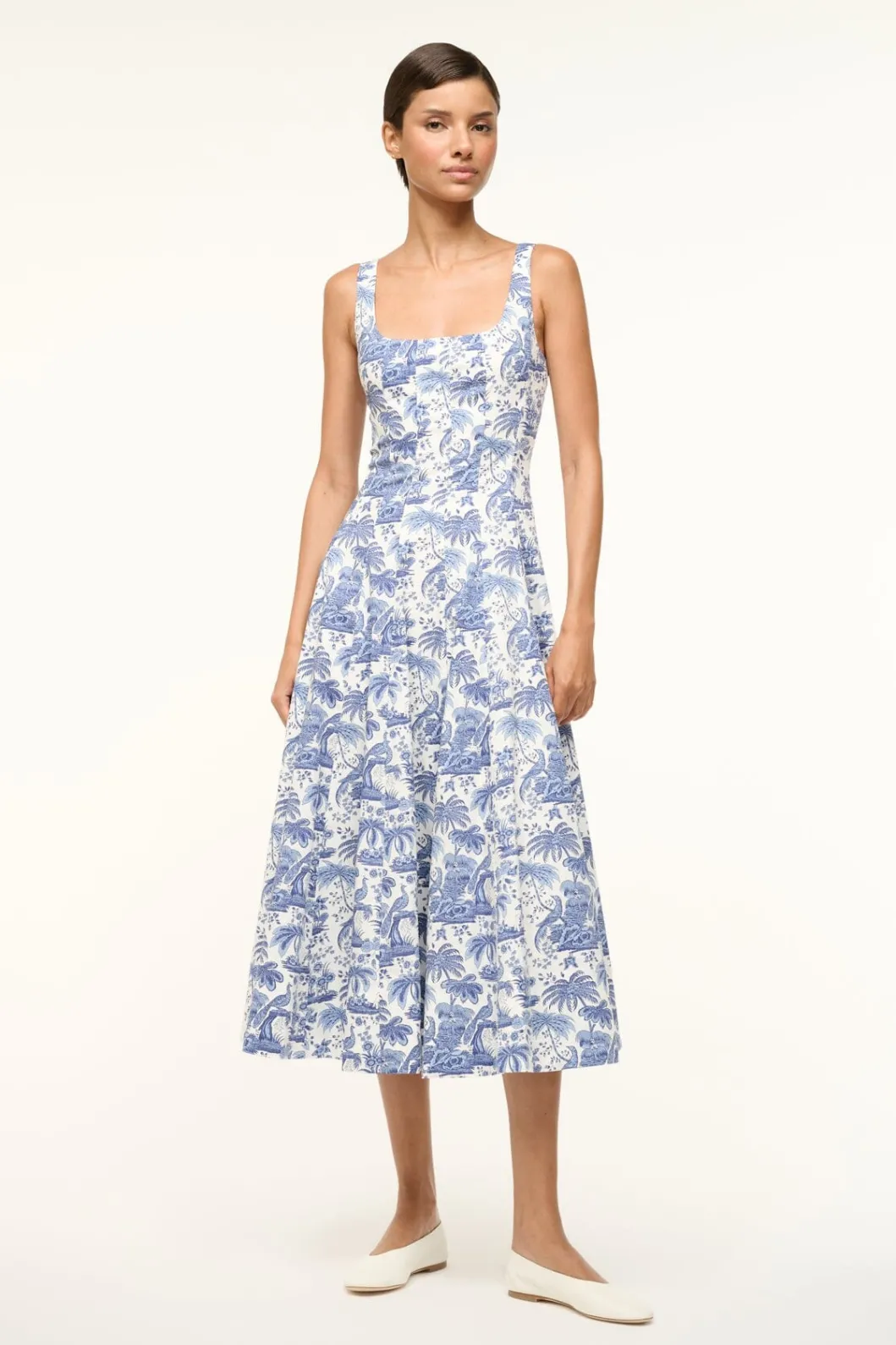 STAUD WELLS DRESS | CHINA BLUE TOILE< Midi Dresses | Dresses