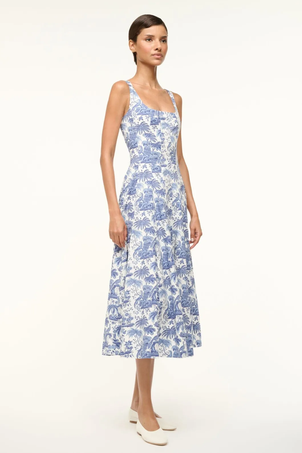 STAUD WELLS DRESS | CHINA BLUE TOILE< Midi Dresses | Dresses