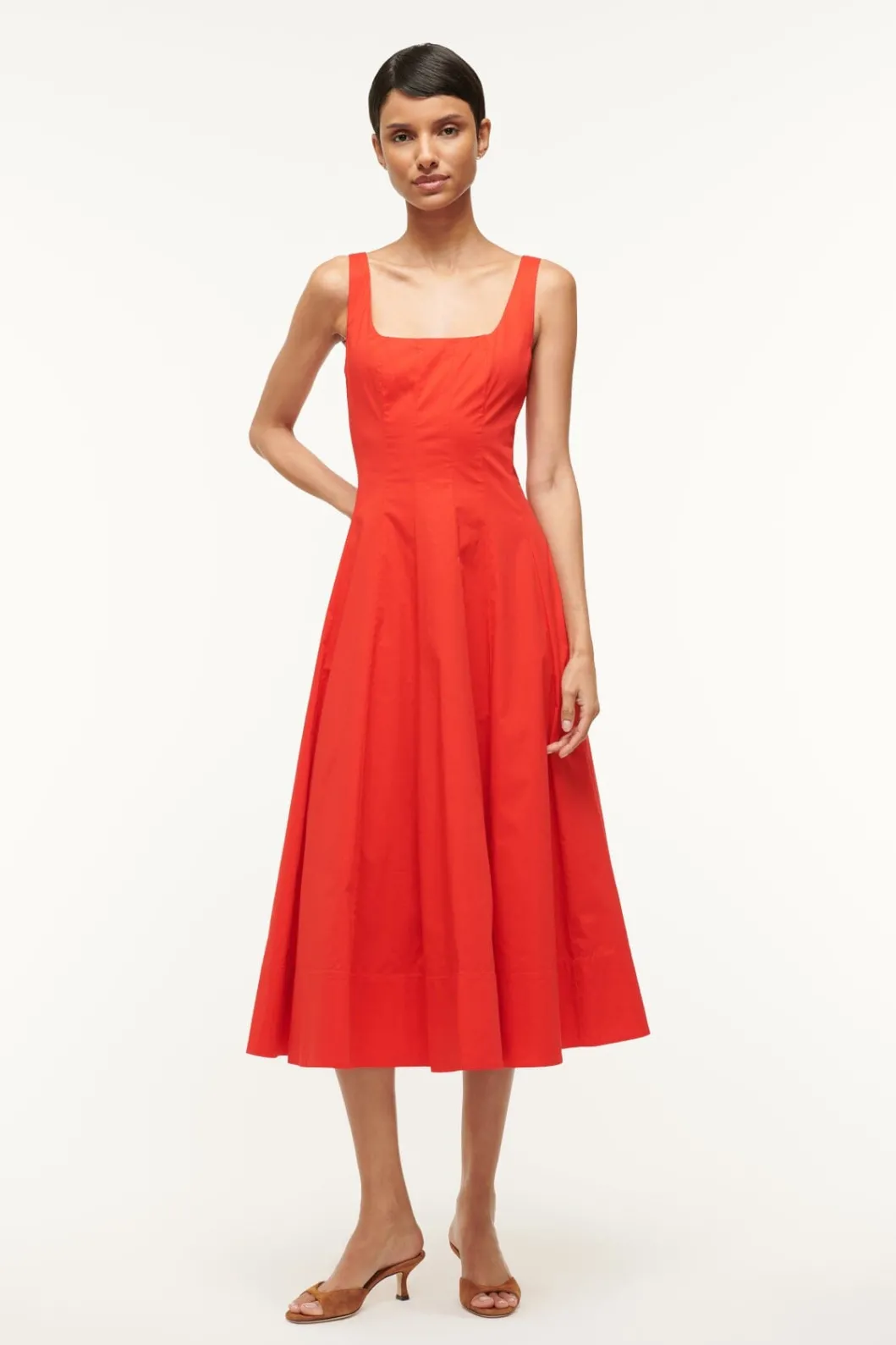 STAUD WELLS DRESS RED ROSE< Midi Dresses | Dresses