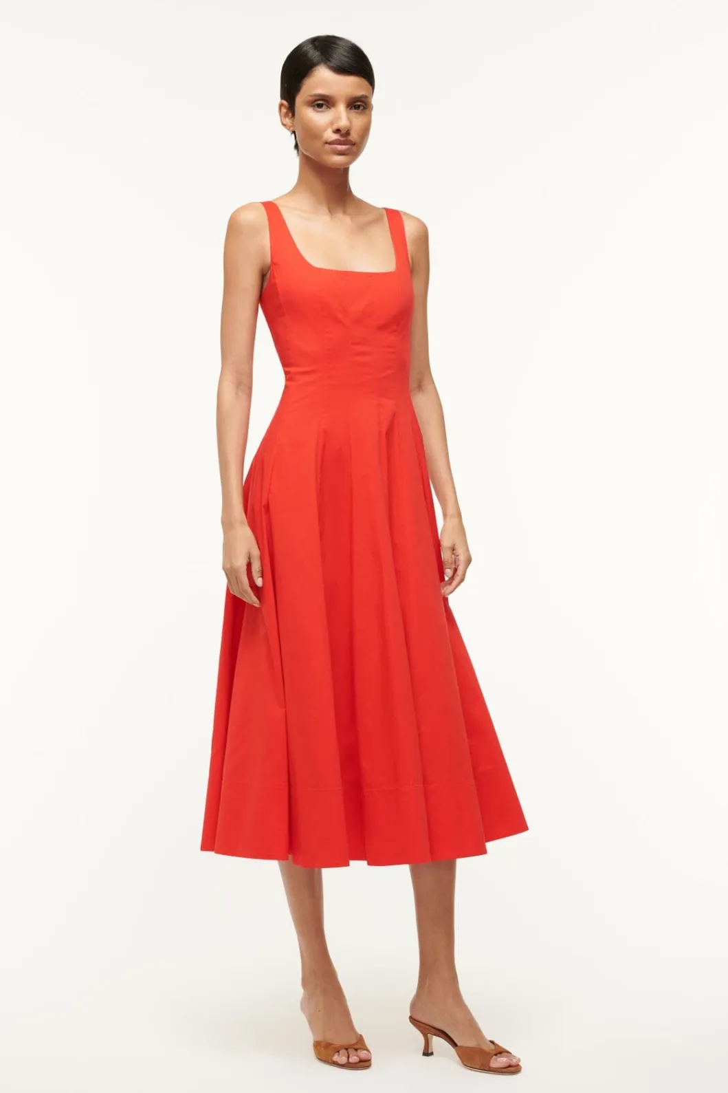 STAUD WELLS DRESS RED ROSE< Midi Dresses | Dresses