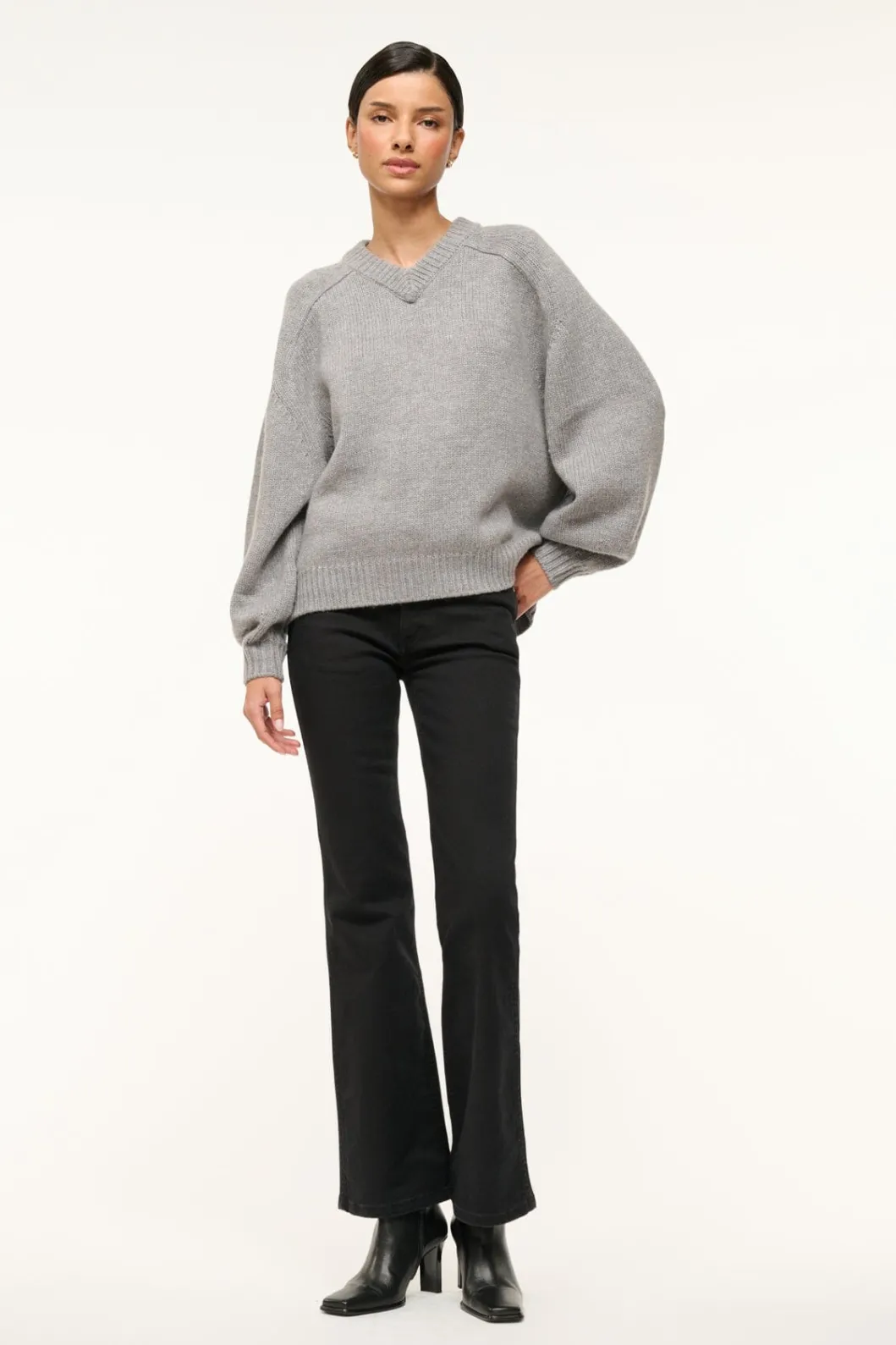 STAUD WILSON SWEATER HEATHER GREY< Sweaters