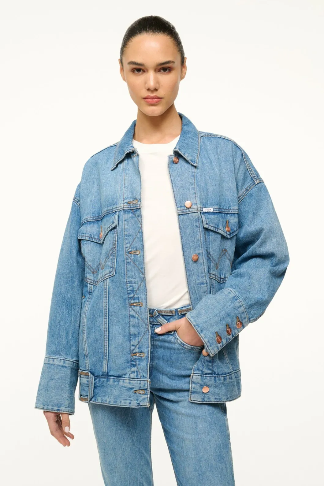 STAUD WRANGLER THE BIGGEST JEAN JACKET< Denim | Outerwear & Jackets