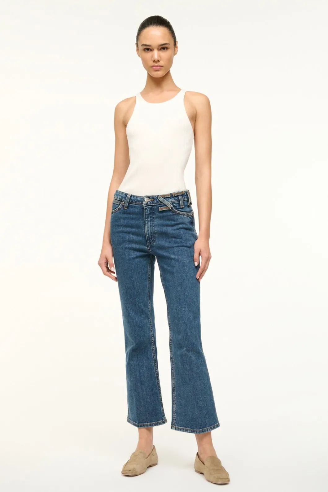 STAUD WRANGLER THE CROPPED BOOT JEAN INDIGO WASH< Denim | Pants & Shorts