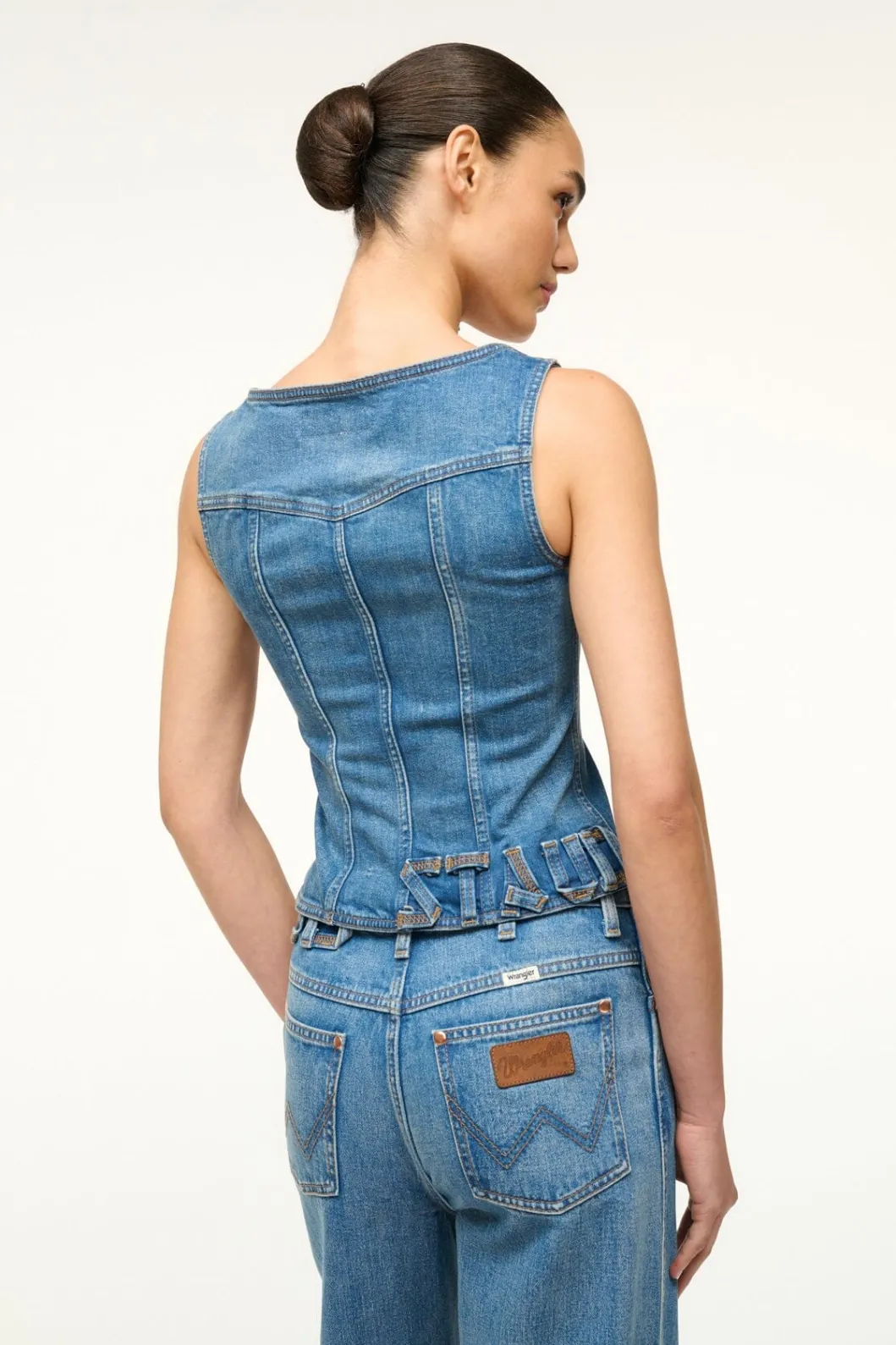 STAUD WRANGLER TRUCKER TOP INDIGO WASH< Denim | Tops